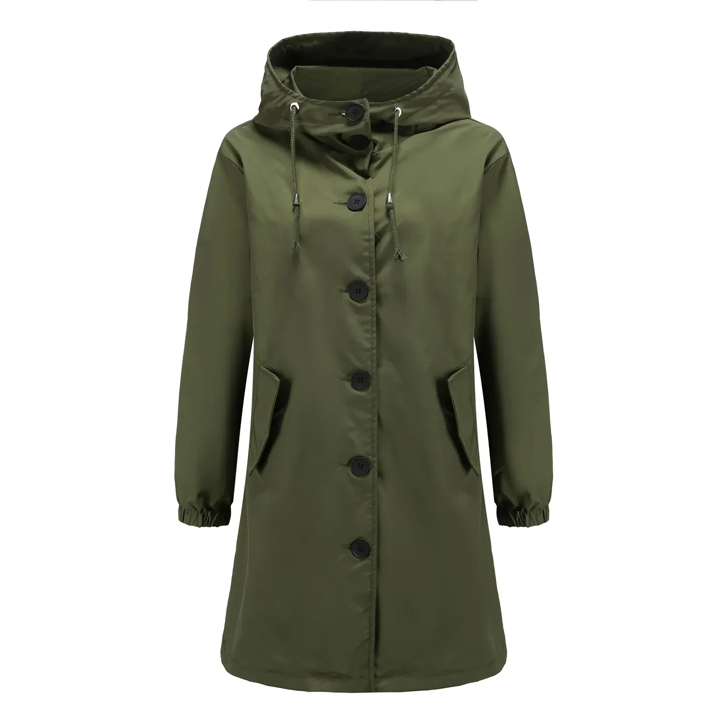 Spring Coat Women Trench Hooded Zipper Mid Length Coats Y2k Streetwear Straight Jackets Casual Loose Solid Elegant Jacket Autumn
