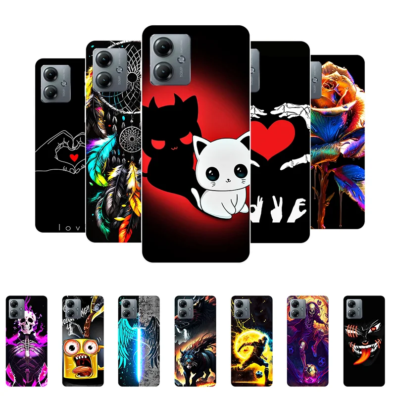 For Moto G14 Case G 14 Funny Cute Silicone Soft Back Cases for Motorola Moto G14 Cover MotoG14 Shockproof Bumper