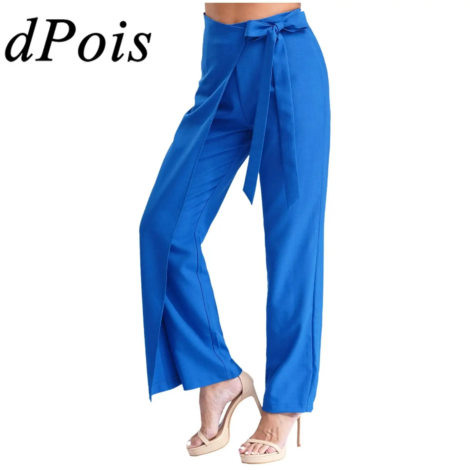 

Womens Versatile Pants Lace-up Overlay High Waist Solid Color Casual Pants for Business Office Work Daily Wear OL Lady Trousers