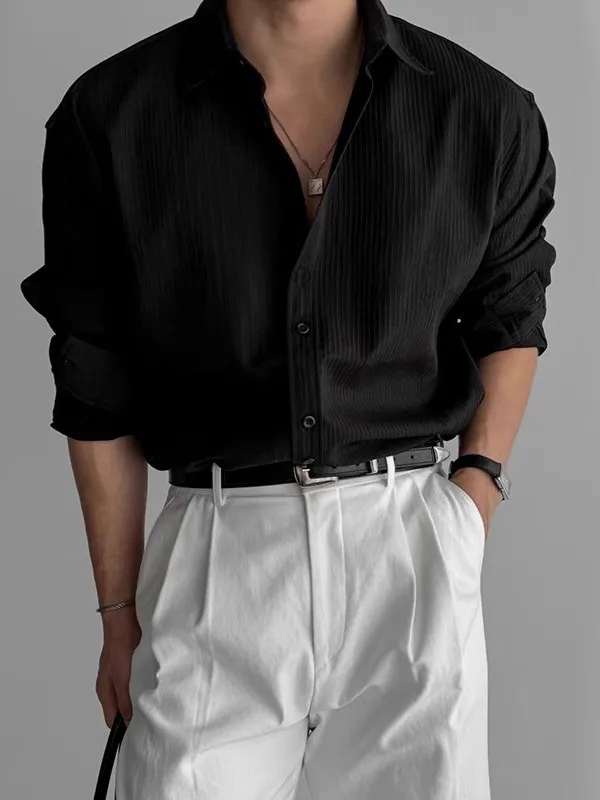 

Мужская свободная удлиненная куртка из текстурированной ткани, весенняя повседневная верхняя одежда в корейском стиле, легкая, модная