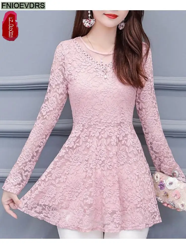 2022 Spring Autumn Basic Shirts Hollow Out Lace Ribbon Peplum Tops Hot Sales New Fashion Women Long Sleeve Ruffles Tunic Blouses