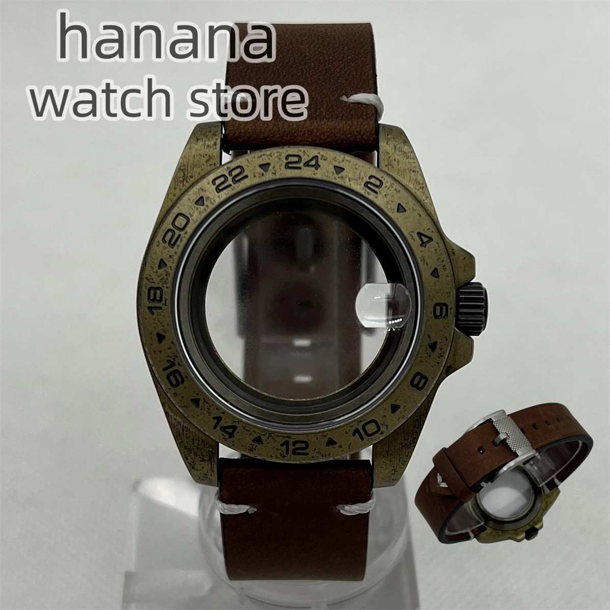bronze 40mm case strap 24 hours fixed bezel Sapphire glass suitable for NH34 NH35A ETA2824 PT5000 movement 100 meters waterproof