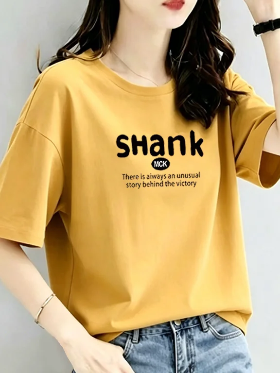

Comfortable Summer 2026 Women's Slim Fit round Neck T-Shirt Breathable Polyester Fiber Printed Casual Fashionable T-Shirt
