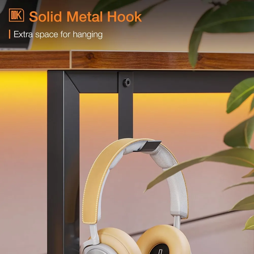 Computer Desk Large Office Desk, 48 Inch Gaming Desk with Storage, Modern PC Desk Work Table