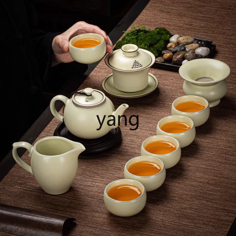 MM Kung Fu Tea Set Household Ceramic Light Luxury Office Reception Chinese High-end Gift Teapot