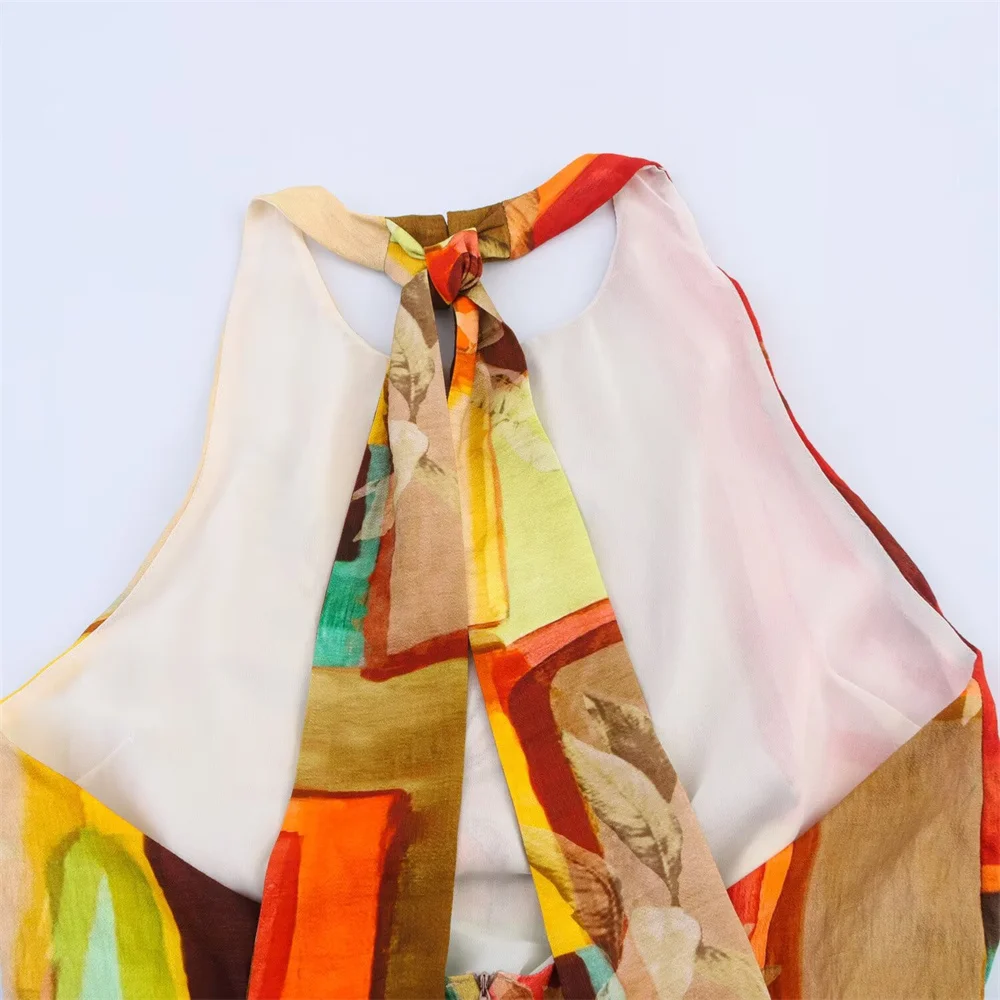 Abito longuette stampato stile tropicale da donna Decorazione Primavera/Estate Nuovo prodotto Abbigliamento casual da donna