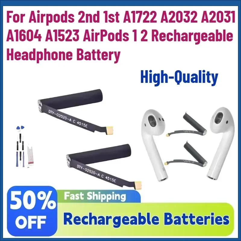 In Stock High-Quality New Bateria For Airpods 2nd 1st A1722 A2032 A2031 A1604 A1523 AirPods 1 2 Rechargeable Headphone