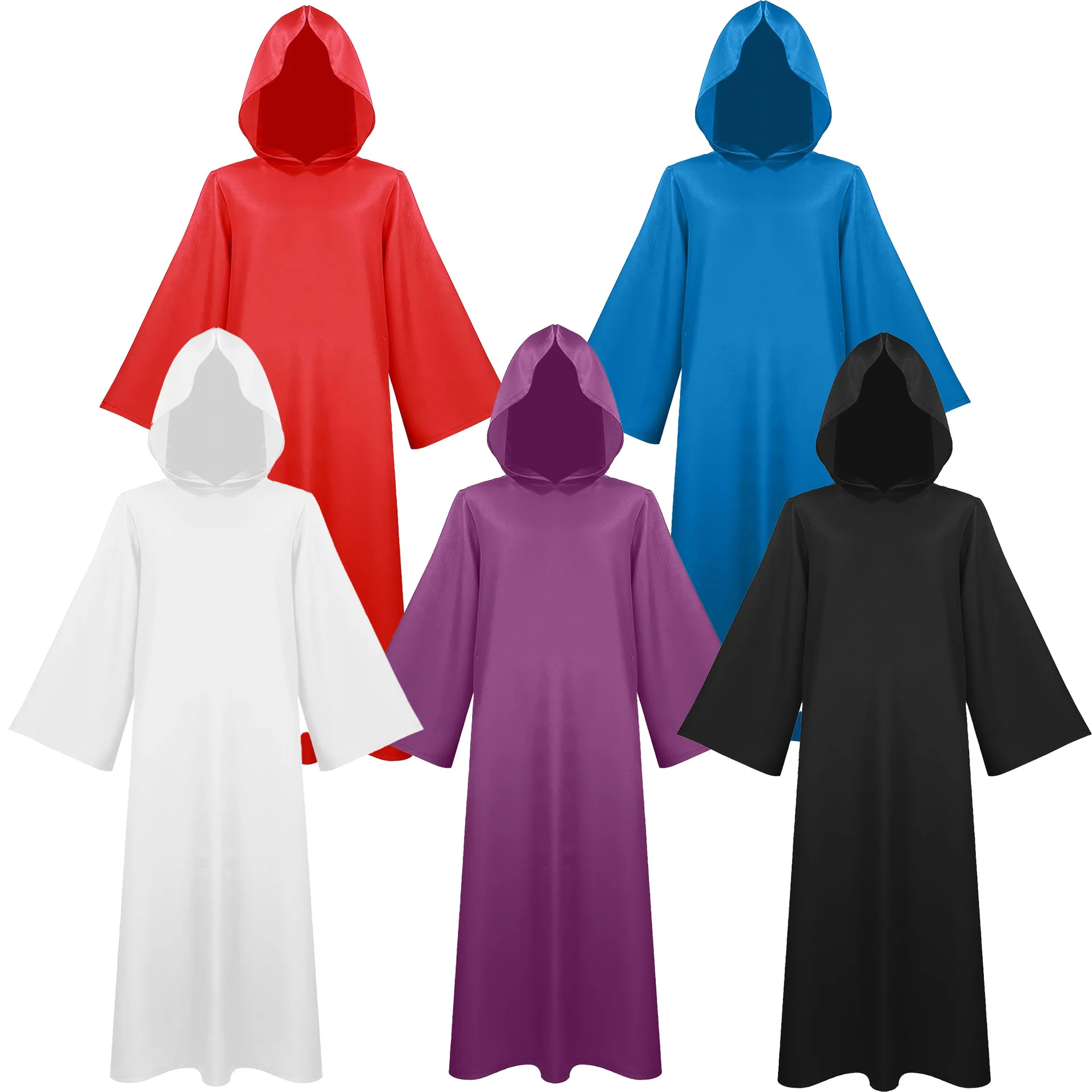 Halloween Men Medieval Monk Robes Costumes Wizard Costumes Priest Costumes Long Robe Black Cloak