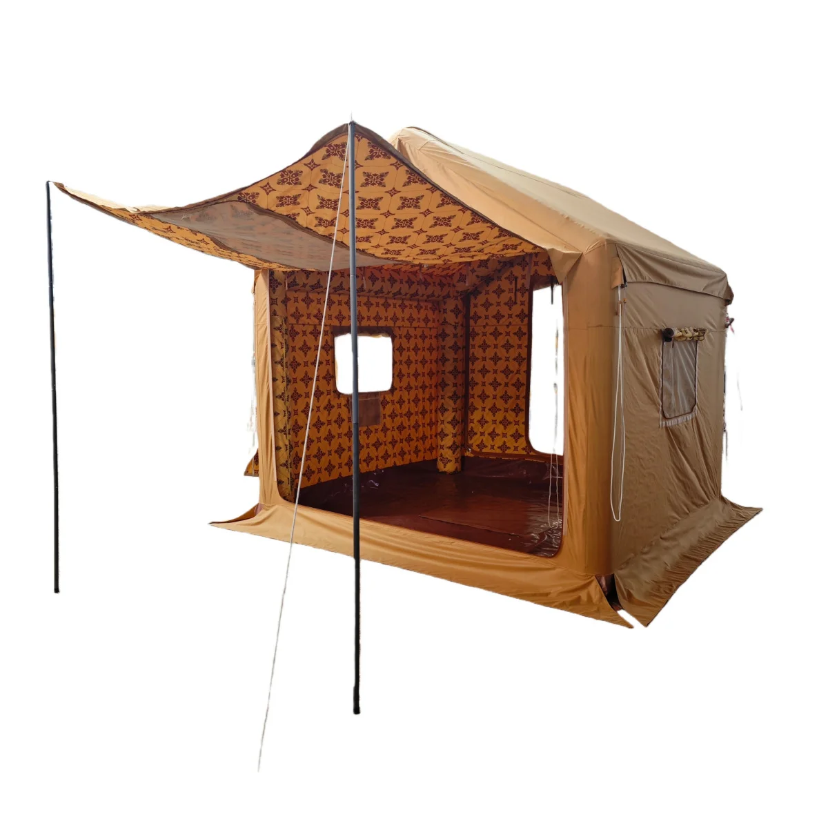 Large Outdoor Double Layer Inflatable Camping Tent Portable Waterproof Easy Setup Luxury Cabin with Air Pump for Fishing