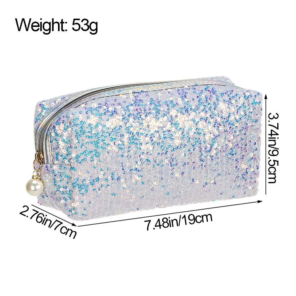 Trousse de maquillage haute capacité à paillettes, sac à stylo sirène, sac de rangement cosmétique, sacs à main en poudre à fermeture éclair,