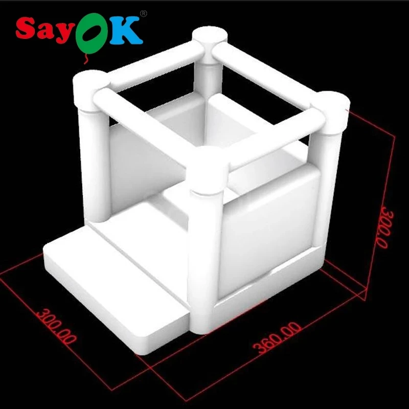 Sayok-白いインフレータブルブルジャンパースタイルのプール,城の結婚式のタイヤ,ブロワー付きのバランスハウス,ウェディングショー用,スパルタ3.6x3m