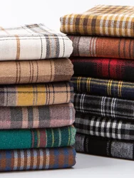 Polyester Cotton Plaid Fabric Brush By The Meter for Pants Dresses Coat Clothes Shirt Diy Sewing Soft Breathable Pink Grey Black