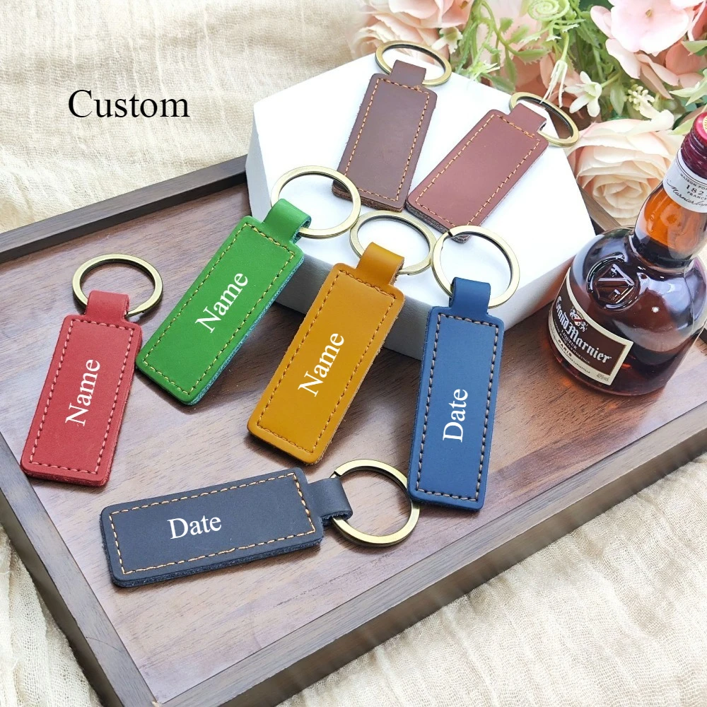 

High Quality Leather Car Keychain Genuine Accessories Retro Key Pendant Buckle Wholesale Small Keyrings Creative Gifts Stocked