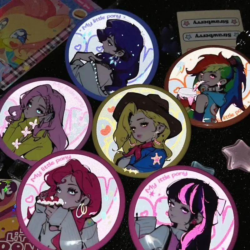 My Little Pony Pinkie Pie Fluttershy anime peripheral creative anthropomorphic reflective brooch badge decoration girls gift