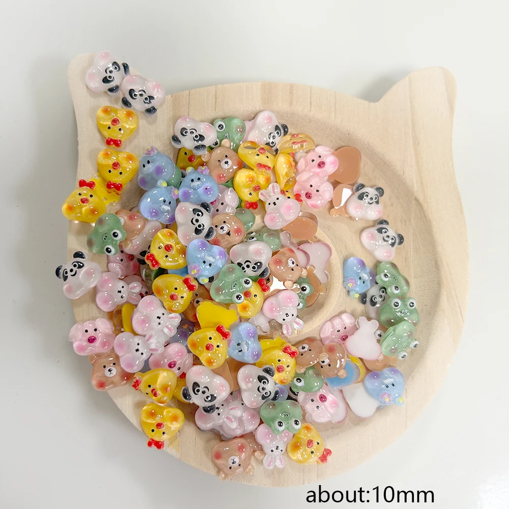 التعبير الحيوان الراتنج مسمار الفن سحر الكرتون لطيف الأذن الأرانب ، الضفدع ، الدب مسمار الزينة DIY بها بنفسك مانيكير الحرف