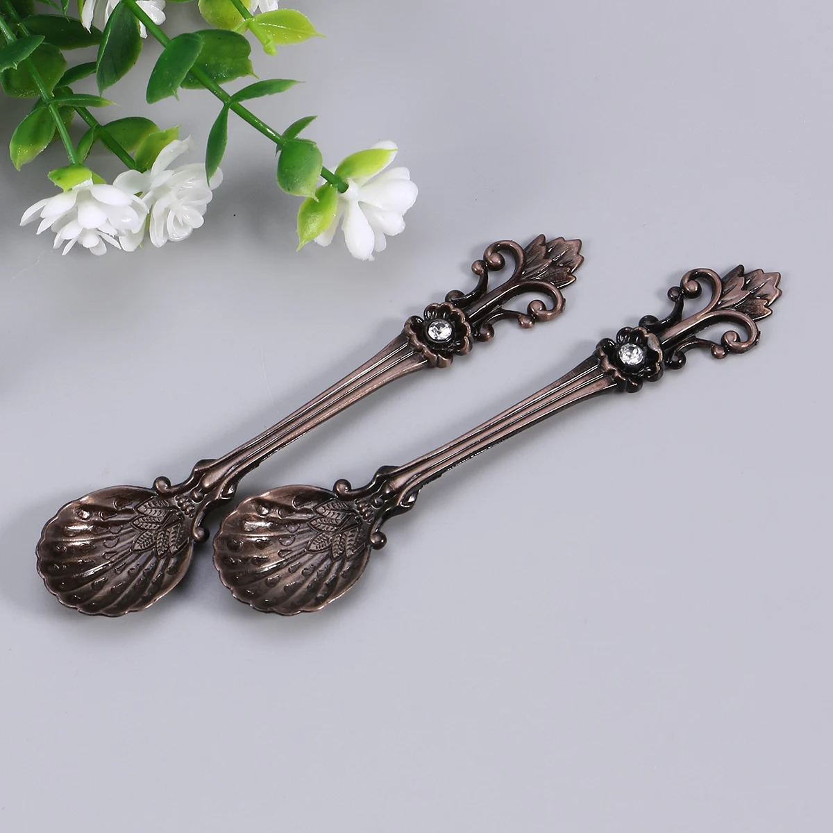 

8Pcs Vintage Copper Coffee Spoon Dessert Stirring Spoon Tea Spoon Home Cafe Bar