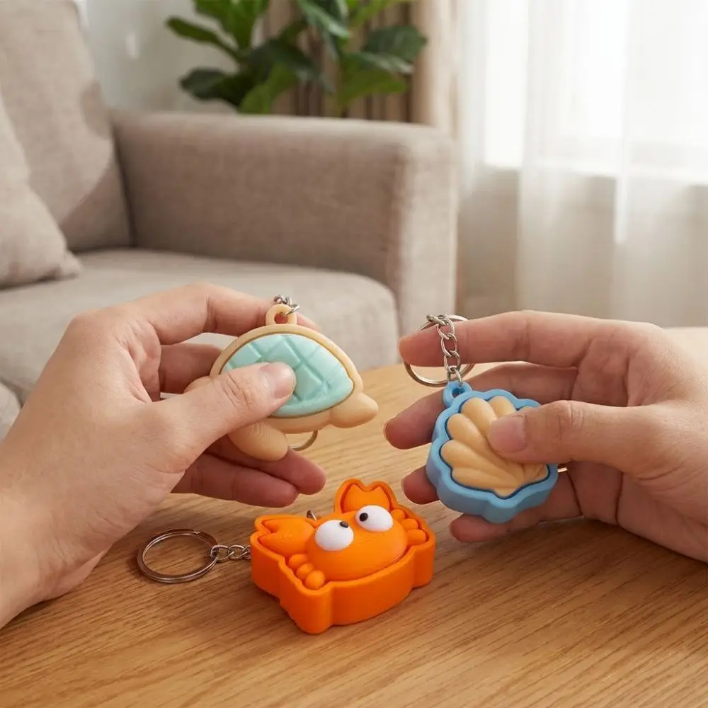 Cute Animal Turtle Clicker Keychain Clicker Mechanism Shell Crab Button Clicker Keyring Mini Plastic Fidget Sensory Venting