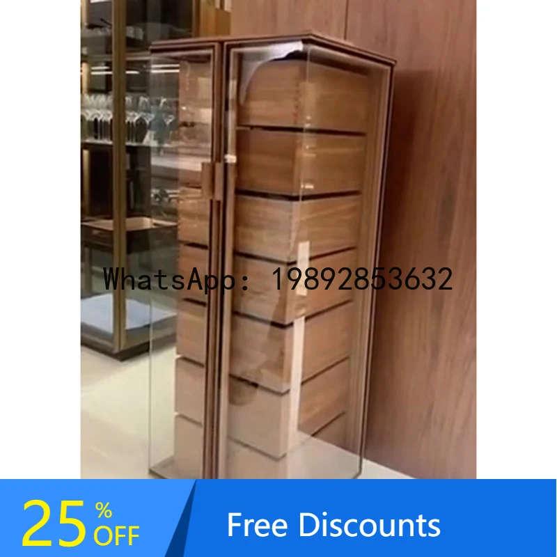 X1 Italian Minimalist Seven-Drawer Cabinet Tempered Glass Solid Wood Wine Cabinet High-End Furniture Chest of Drawers
