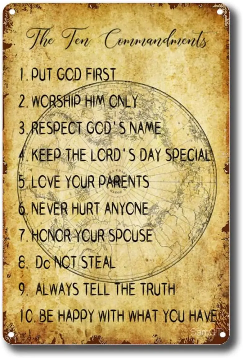 SENGS Tin Metal The Ten Commandments: God;s+Rules Novelty Girls Room for Signs -aluminum sign