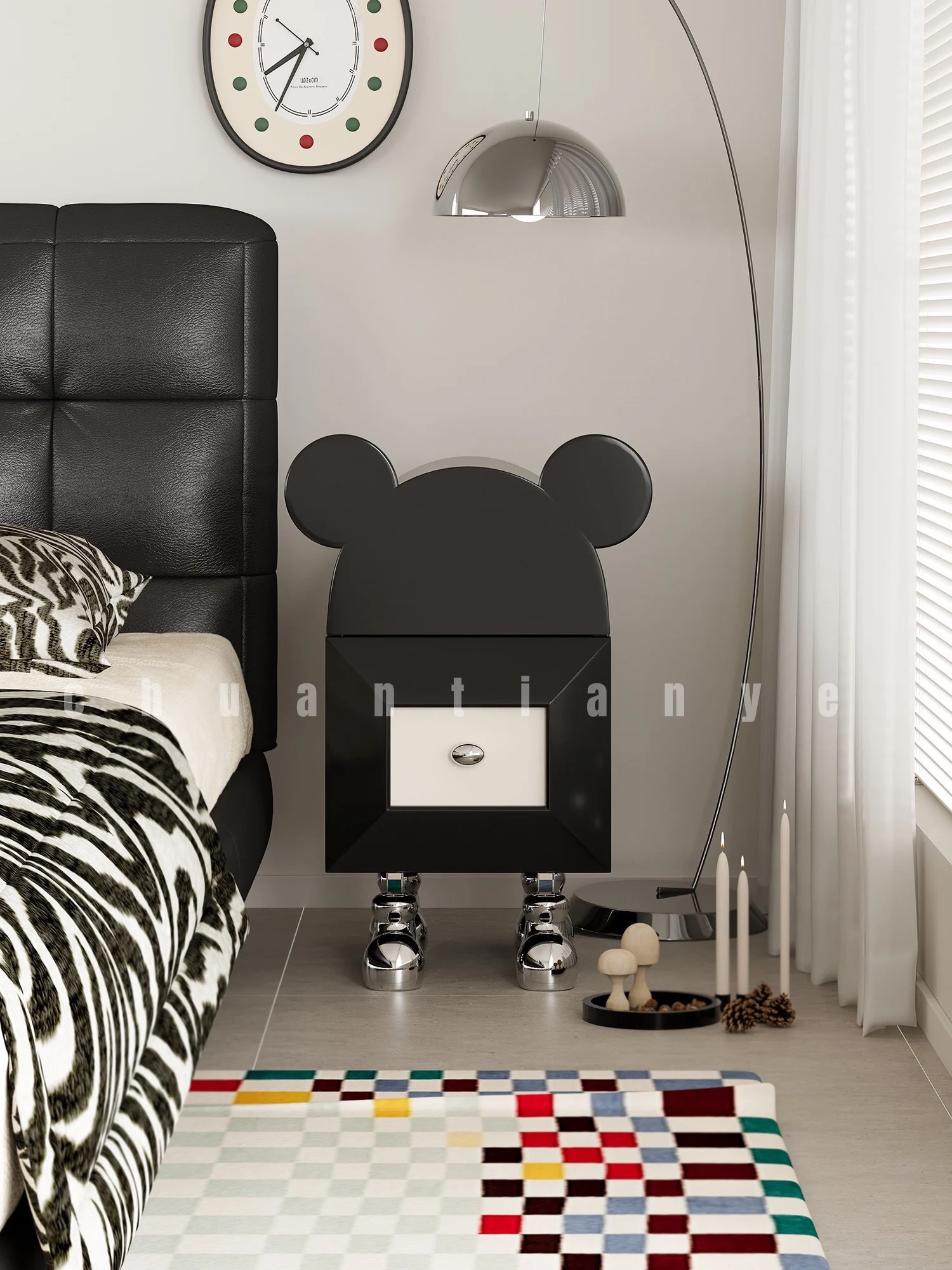 Creative Mickey โต๊ะข้างเตียงห้องนอนห้องนั่งเล่นโมเดิร์นหรูหราเด็กโซฟาด้านข้างตู้ Locker