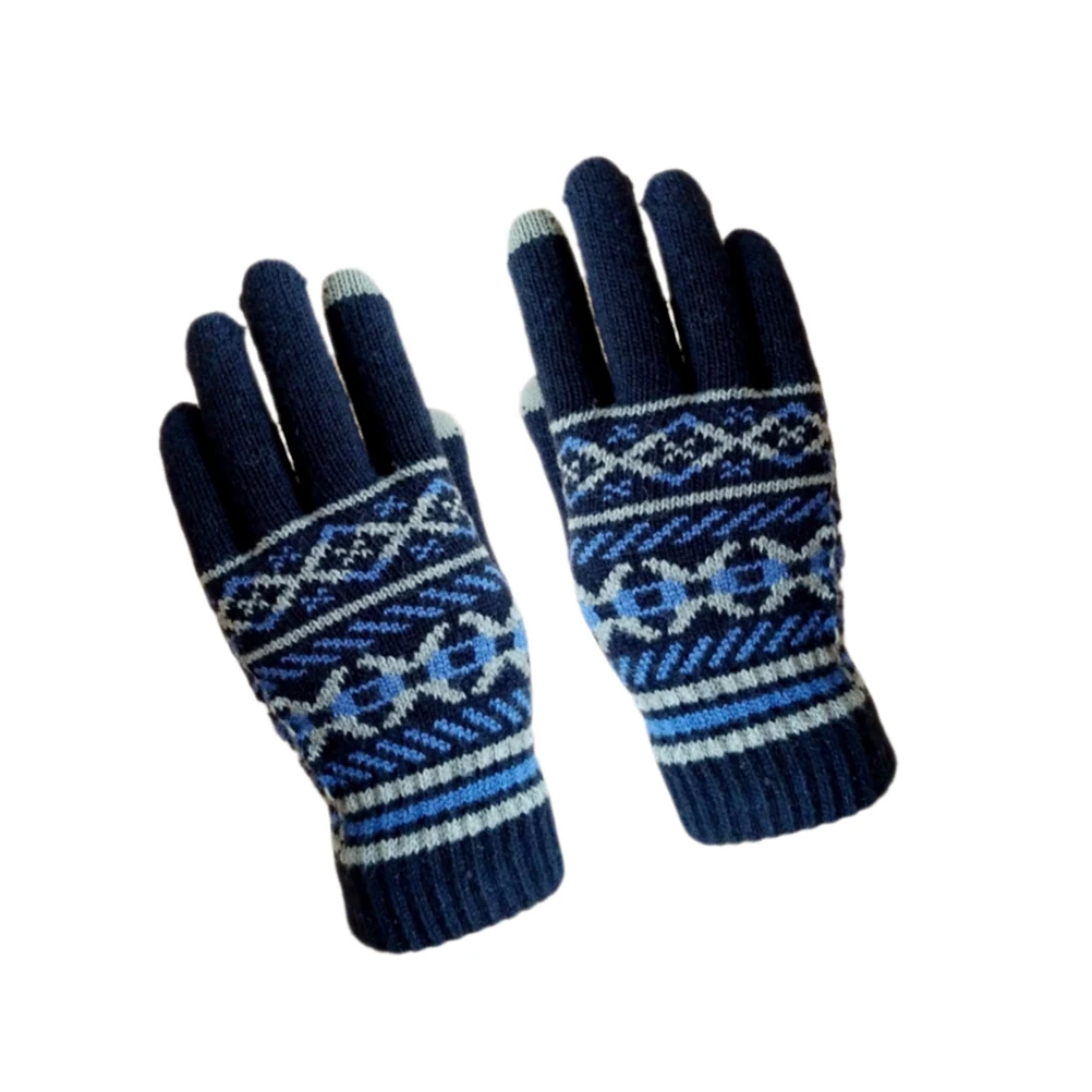 

Thickened Wool Gloves for Men Warm Knitted Full Finger Touch Screen Cold Weather Winter Accessories Woolen Yarn Gloves Fits Most