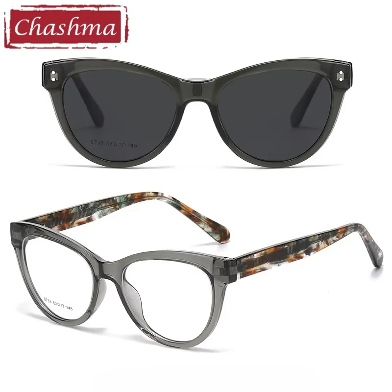 Chashma Prescription Glasses Women Cat Eye Clip On Optical Eyewear Acetate Spectacles For Recipe Myopia Read Eyeglasses Frames