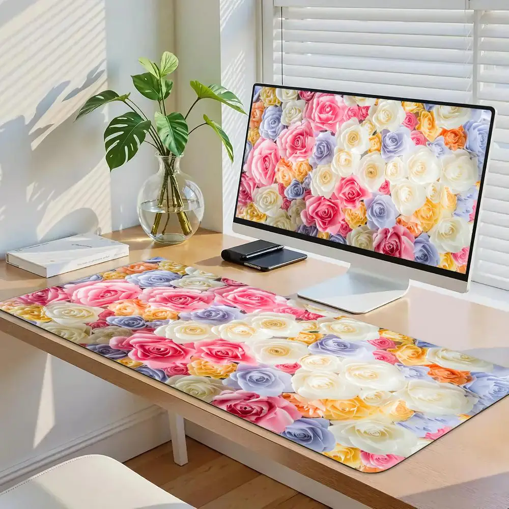 

Colorful floral pattern design, mouse pad, rubber anti slip computer,laptop desktop pads,thick keyboard,PC accessories,lock edge