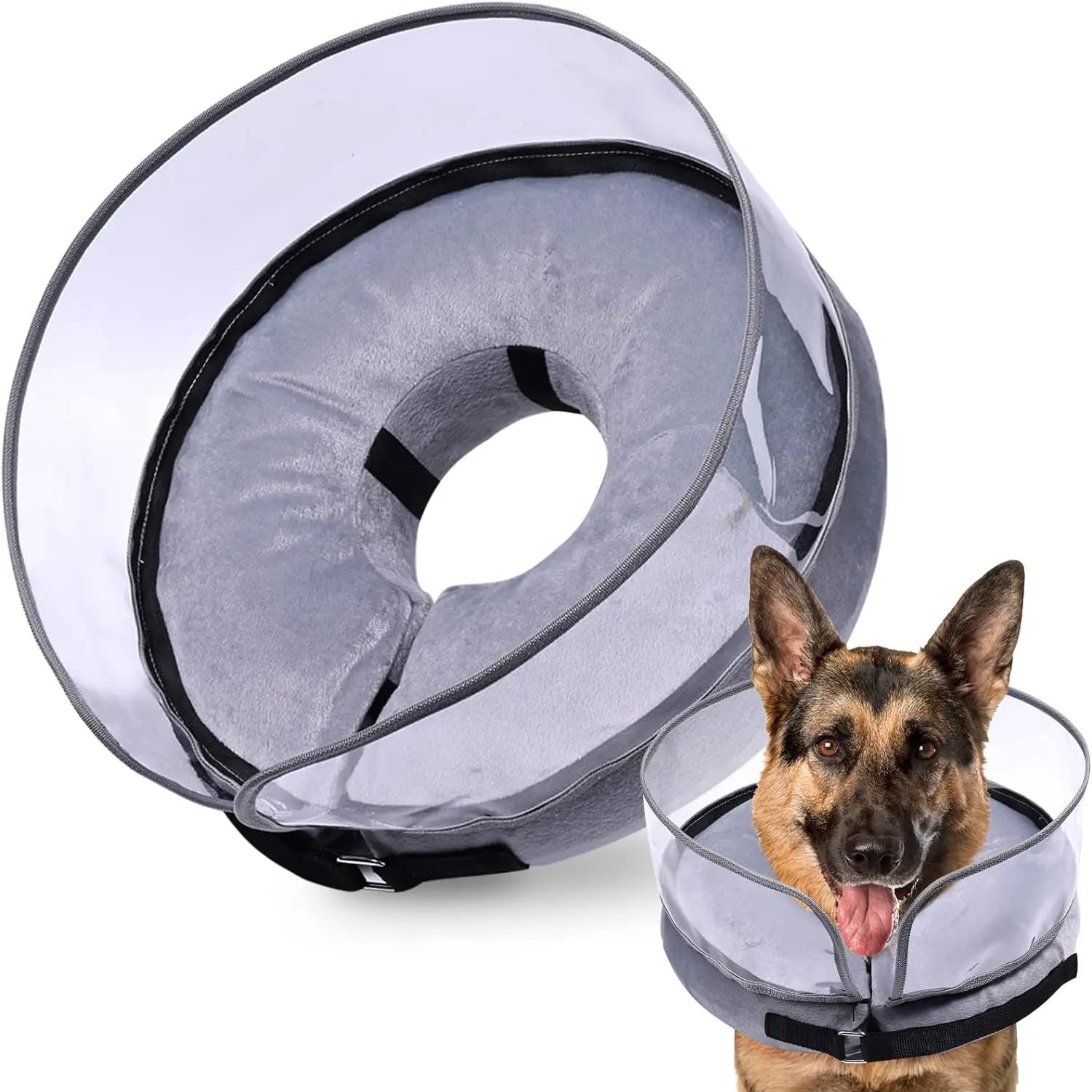 Inflatable  Dog Cone Collar with Clear Anti-Licking Shield