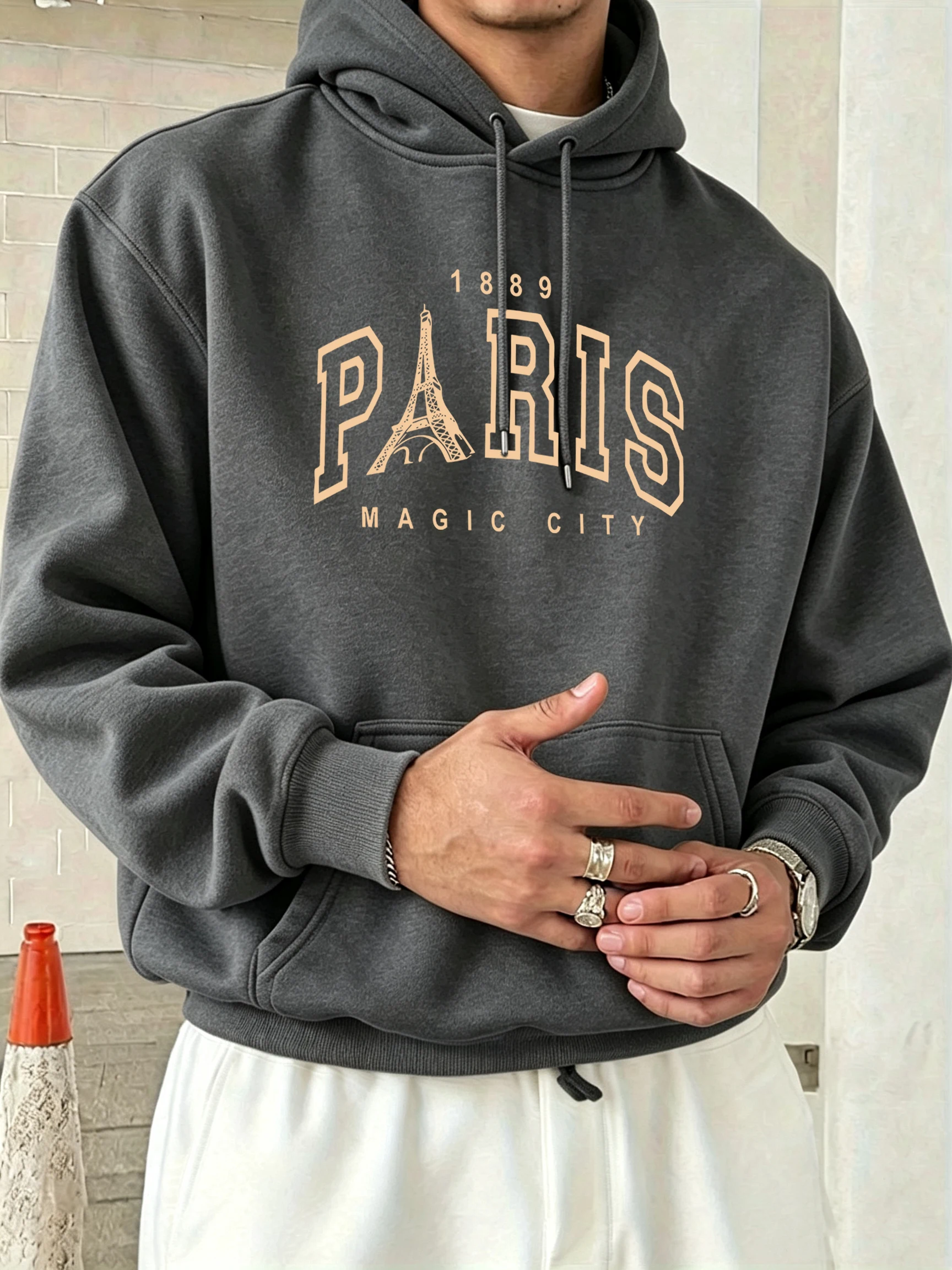 1889 Paris Magic City Print Fashion Autumn Hoodie Men Long Sleeved All-Match Sweatshirts Loose Soft Tops Casual Sport Clothing