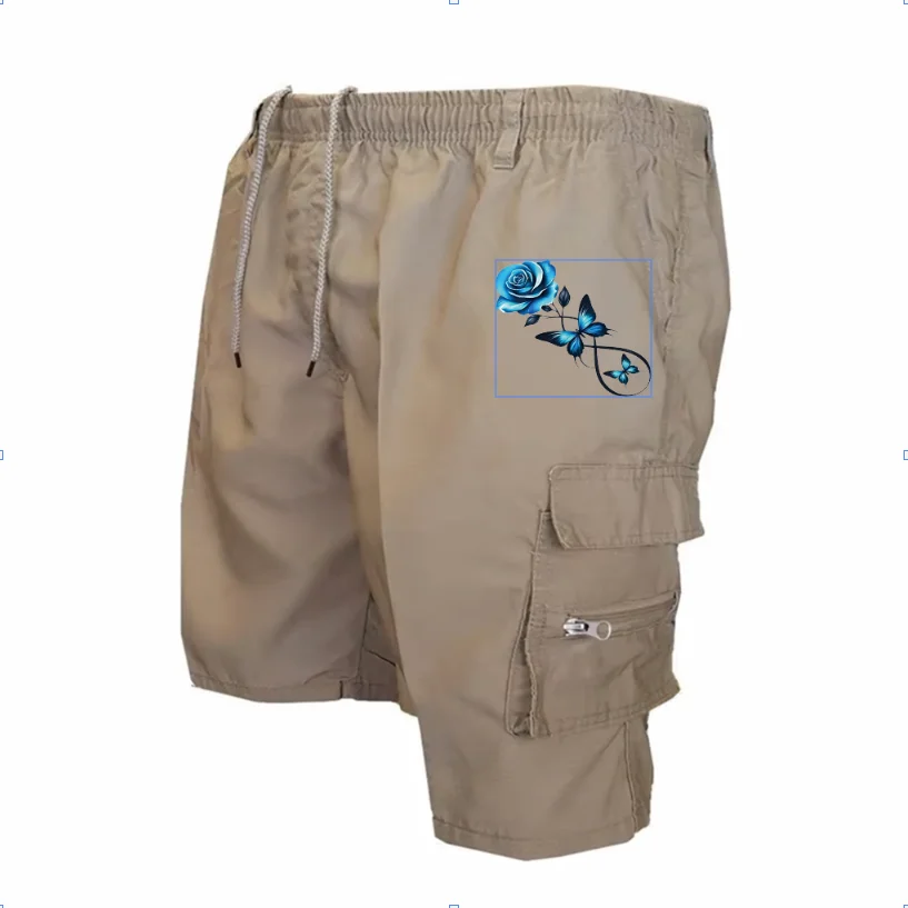 Sommerliche Herren-Cargoshorts im Militärstil mit amerikanischem Print, lässige Arbeitskleidung, taktische Street-Fashion-Hose – Detail 4