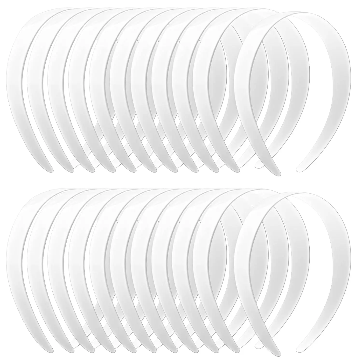 

24 Pcs White Plastic Headbands, 1 Inch Wide No Teeth Hair Bands for Girls & Women, Blank DIY Plain Headbands