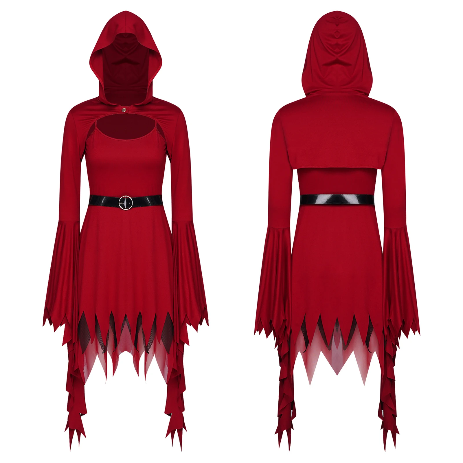 

Women Devil Demon Grim Reaper Death Costume Halloween Gothic Hood Robe Witch Dress Outfit Carnival Party Fancy Dress Up Costumes