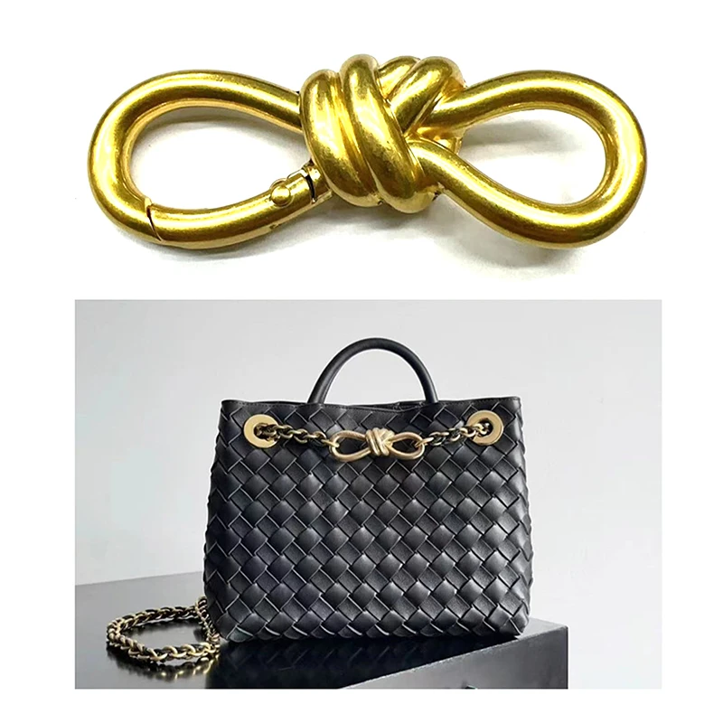 女性のトートバッグメタルツイストノットスプリングリングロブスターバックルショルダーバッグ靴服ノット装飾キーホルダー
