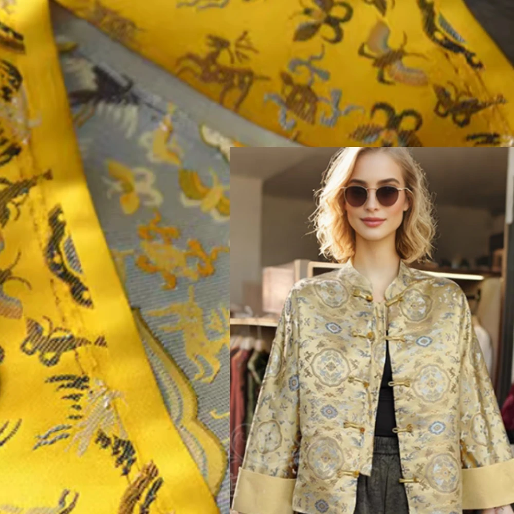 

Weaving Brocade Jacquard Fabric Traditional Patterns Song Brocade Pure Polyester Material Wholesale Cloth By Meters Diy Sew