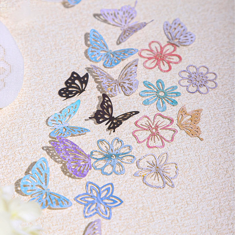 Seria Biała mgła tańczy Vintage Roślina Kwiat Motyl Pusty materiał Papier Kreatywny dziennik śmieci Kolaż Artykuły papiernicze