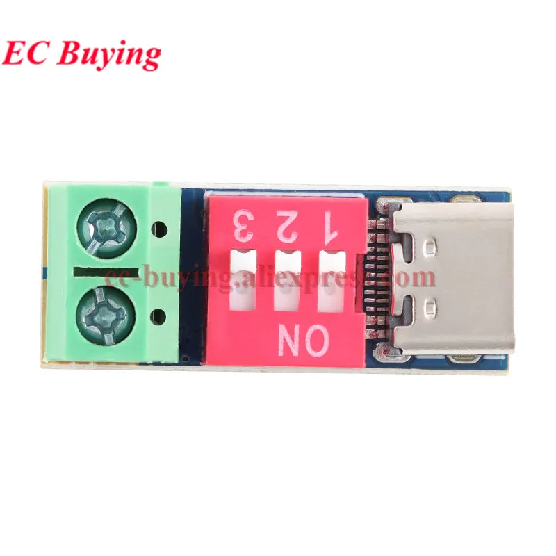 1Pc-10Pcs PDSink PD Decoy QC PD 3.0 2.0 DC 1.2 Fast Charging Test Board Adjustable Voltage 5-20V Dial Code Adjustment USB Type-C