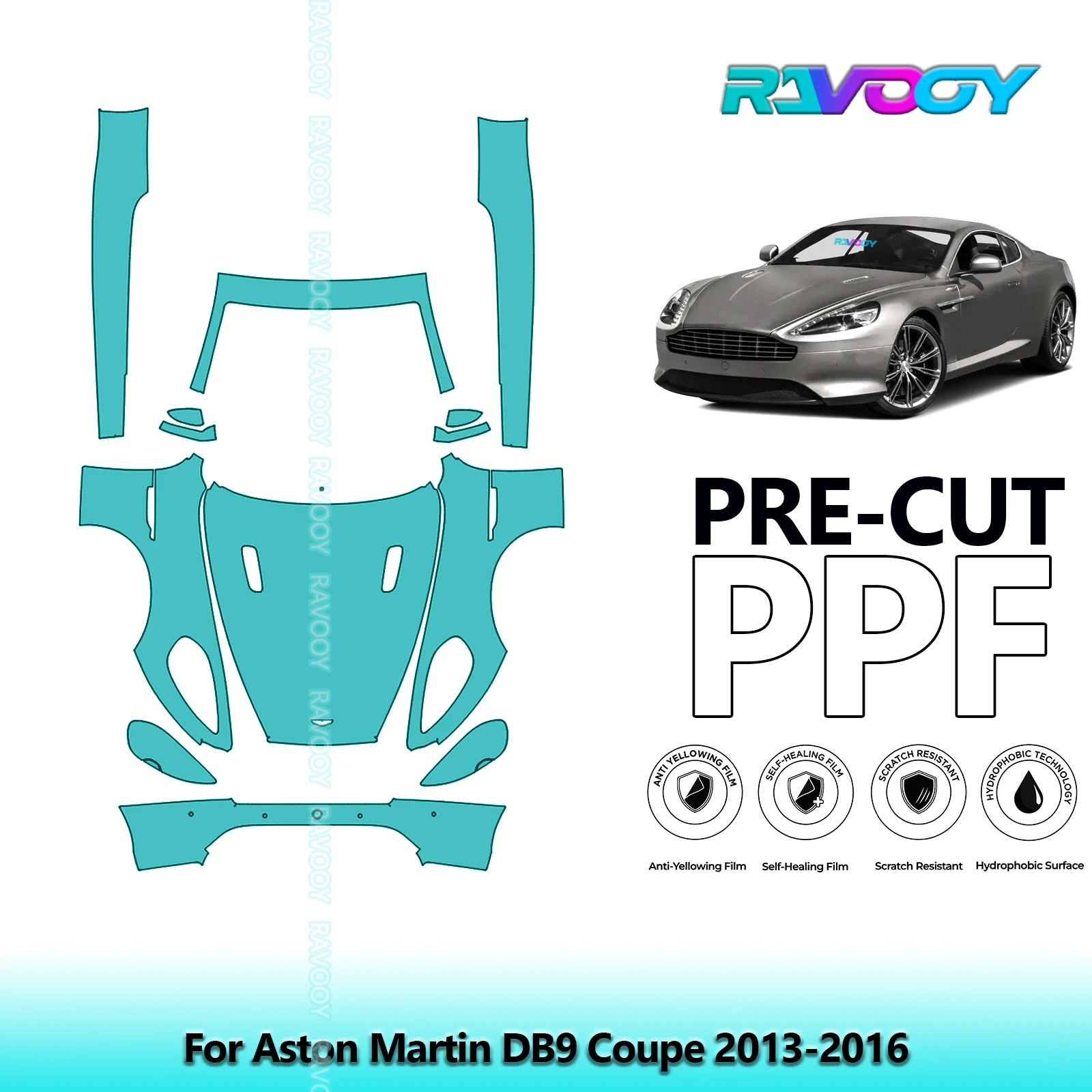

Front Kit+Rockers Clear Bra Precut PPF Paint Protection Film For Aston Martin DB9 Coupe 2013-2016