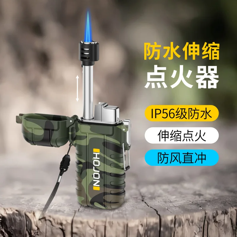 Outdoor Waterproof Lighter, Retractable Ignition, Windproof Direct Flame Lighter, Portable Camping Outdoor Ignition