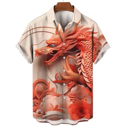 Newest Men's Shirts Dragon 3d Print Hawaiian Shirt Men Daily Tshirt Animal Casual Shirt For Men Fashion Men's Clothing Blouses