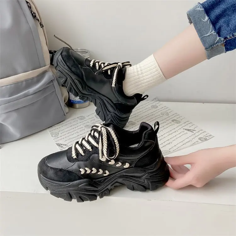 shoes womensThick soled height increasing  sport shoes women chunky platform sneakers women harajuku sneakers lolita running