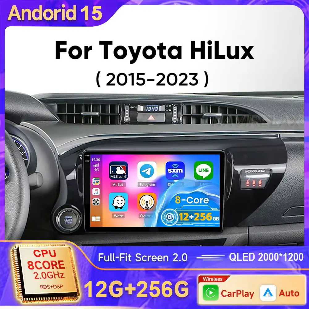 

Android 15 For Toyota Hilux 2015 2016 2023 RHD 2K QLED Android Car Radio Multimedia Video Player stereo CarPlay Dsp Head Unit 4g