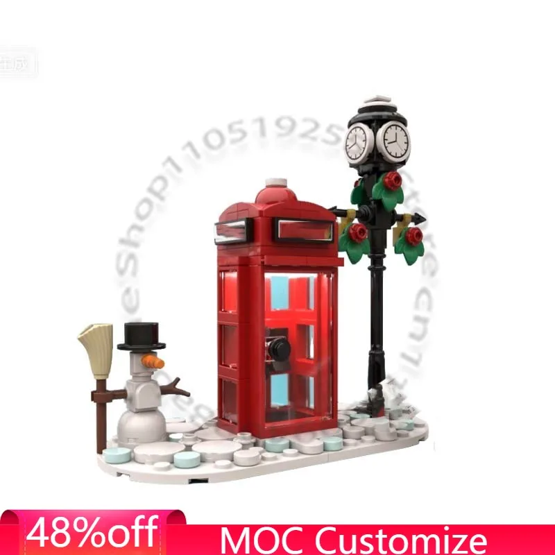 

165 PCS Couple Christmas English Phone booth MOC Customize Modular Building Block Educational Design DIY Boy Toy Christmas Gift