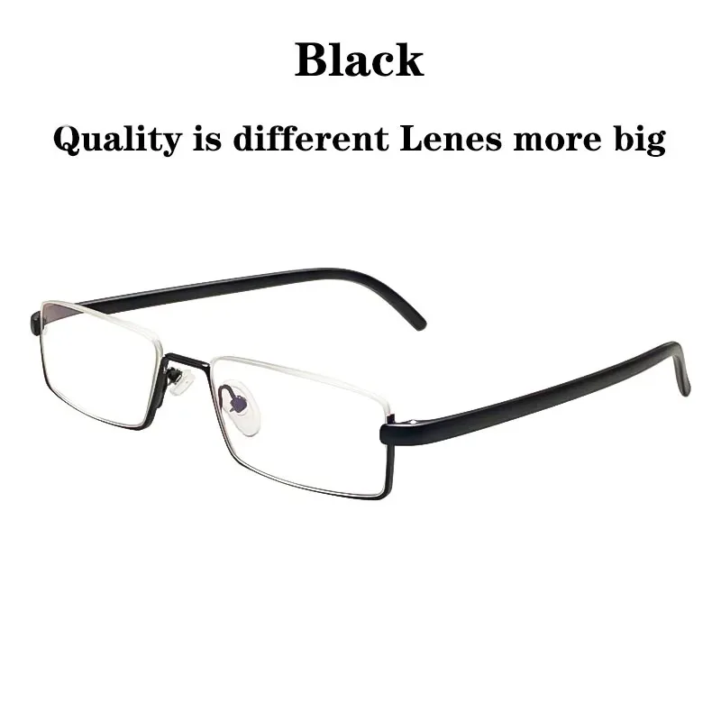 Anti-Blaulicht-Lesebrille für Herren, Retro-Metall-Halbrahmen, quadratische Presbyopie-Brille für Unternehmen, +125+175+225+275 – Detail 10