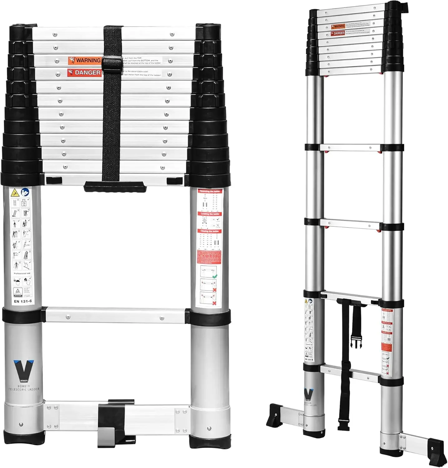

Telescoping Ladder 12.5FT,Extension Step Ladder One Button Retraction,Aluminum Collapsible Ladder Slow Down Design for Home RV L