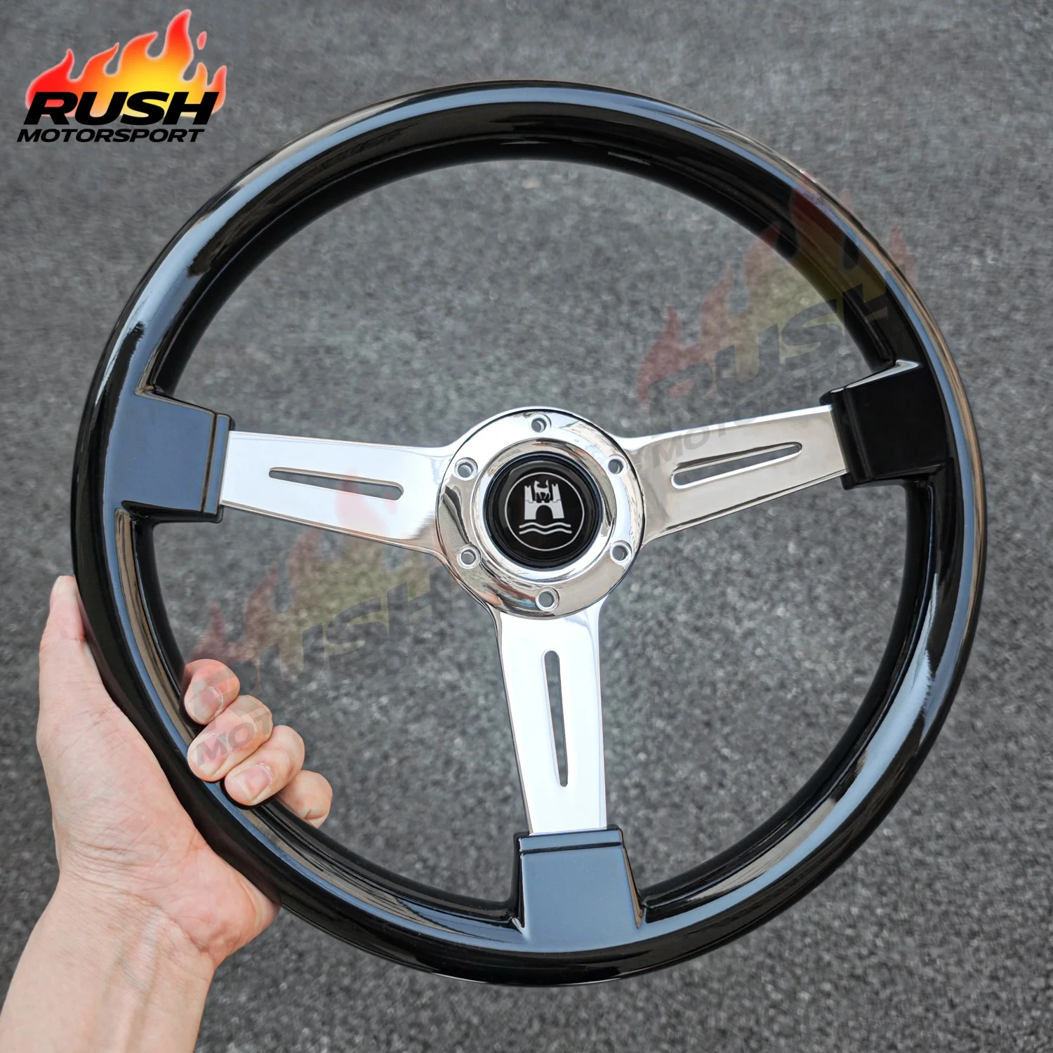 

14inch/340mm Classic Black ABS Racing Sport Steering Wheel Universal Modified Car Steering Wheel PC-ST06