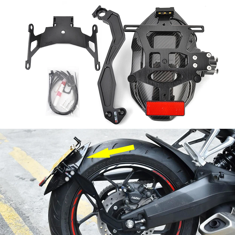 For Honda CB650R 2024-2025 CB 650 R Motorcycle License Plate Light Holder Frame Rear Fender Mudguard Mudflap Guard Cover