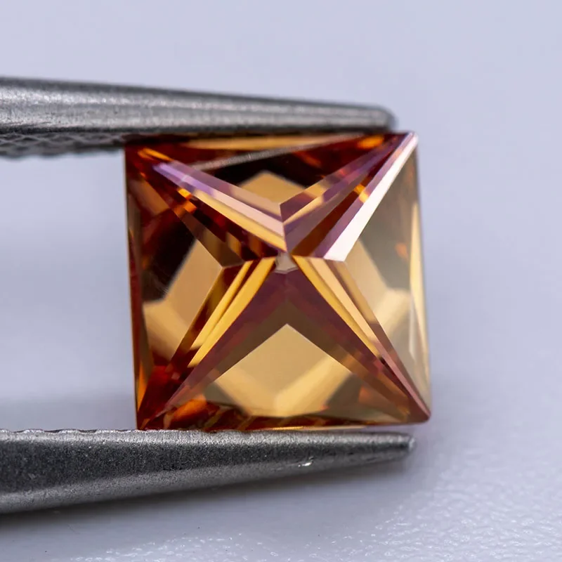 Moissanite Stone Watermelon Red Color Princess Cut Lab Grown Diamond Charms DIY Jewelry Making Materials with GRA Certificate