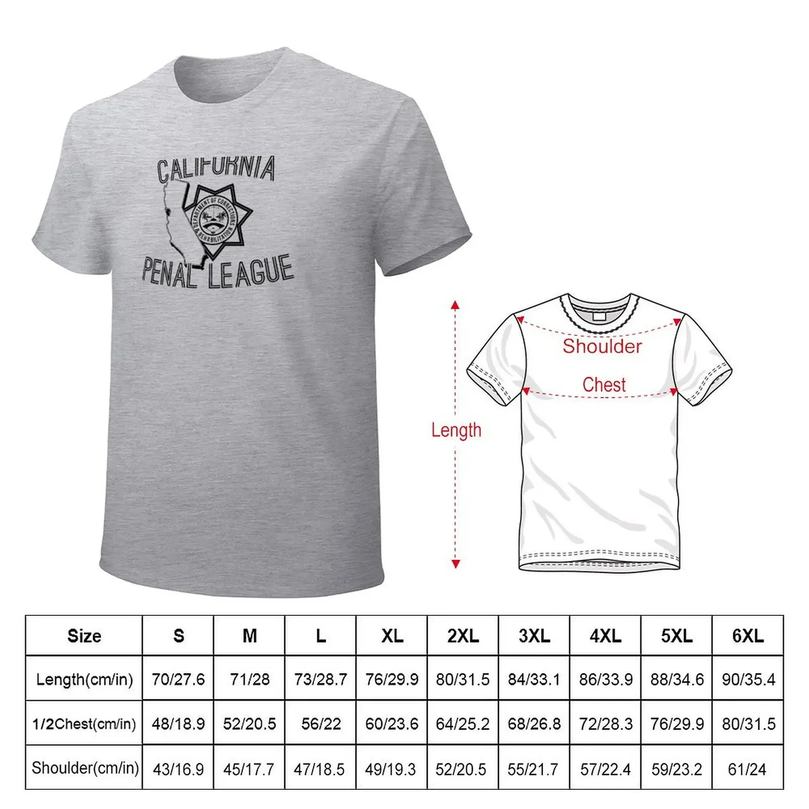 California Penal League T-shirt summer tops aesthetic clothes tshirts for men