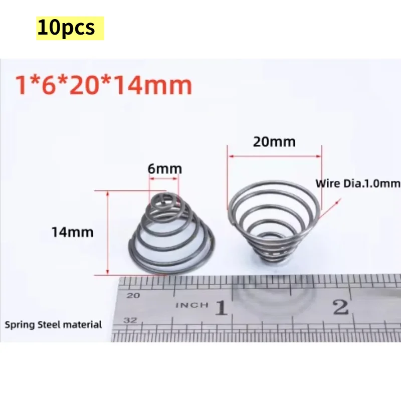 10 Uds 1*6/20*14mm,1*6*15*12mm, 1*6*12*15mm resorte  torre cónica acero resorte  alambre  presión mecánica