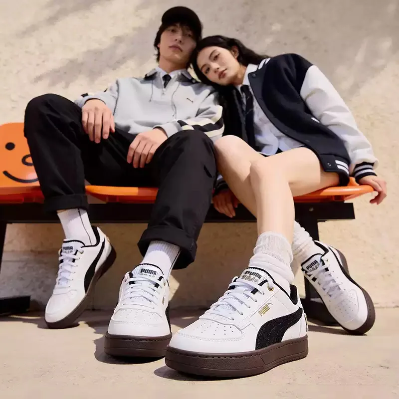 PUMA  White Black Glitter Logo Gum Sole Retro Low Top Casual Skate Sneakers 395082-09